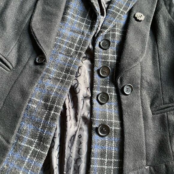 Guess Jacket Pea Coat Plaid Wool Blend Button Front Y2K Lined Women’s Sz Medium - Picture 12 of 15